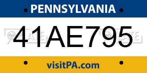 41AE795 Pennsylvania License Plate