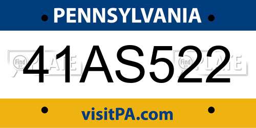 41AS522 Pennsylvania License Plate