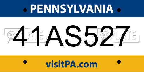 41AS527 Pennsylvania License Plate