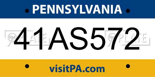 41AS572 Pennsylvania License Plate