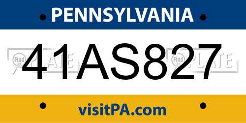 41AS827 Pennsylvania License Plate
