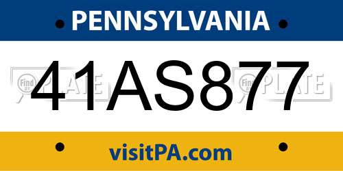 41AS877 Pennsylvania License Plate