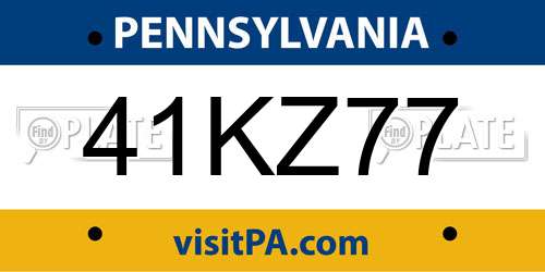 41KZ77 Pennsylvania License Plate