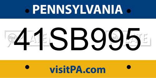 41SB995 Pennsylvania License Plate