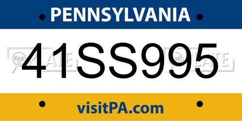 41SS995 Pennsylvania License Plate