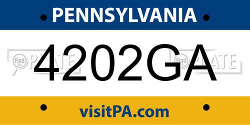 4202GA Pennsylvania License Plate