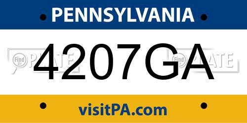 4207GA Pennsylvania License Plate