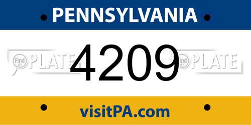4209 Pennsylvania License Plate