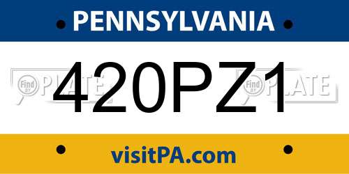 420PZ1 Pennsylvania License Plate