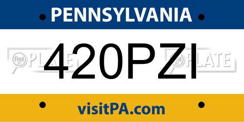 420PZI Pennsylvania License Plate