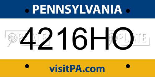 4216HO Pennsylvania License Plate