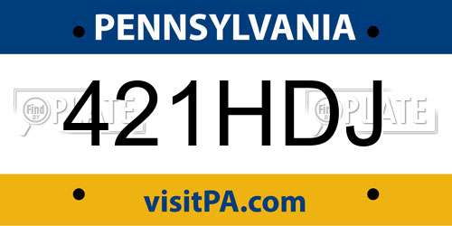 421HDJ Pennsylvania License Plate