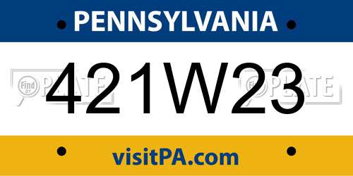 421W23 Pennsylvania License Plate