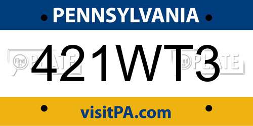 421WT3 Pennsylvania License Plate