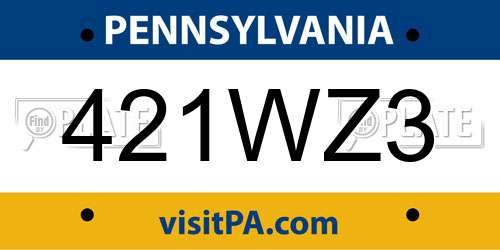 421WZ3 Pennsylvania License Plate