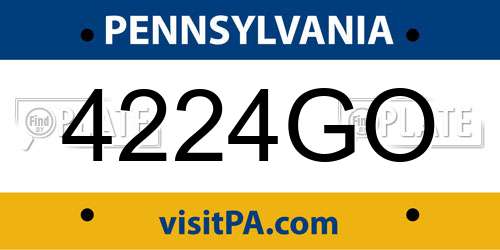 4224GO Pennsylvania License Plate