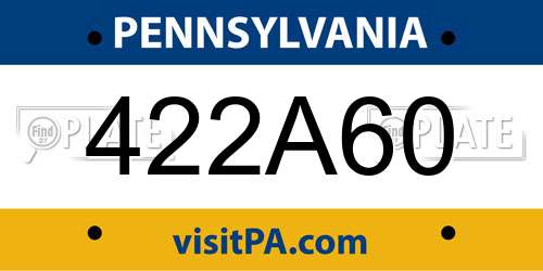 422A60 Pennsylvania License Plate