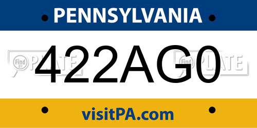 422AG0 Pennsylvania License Plate