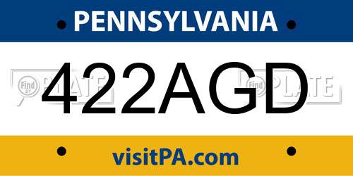 422AGD Pennsylvania License Plate