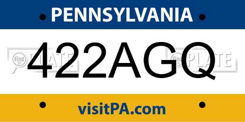 422AGQ Pennsylvania License Plate