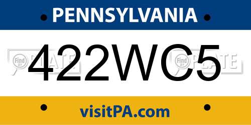 422WC5 Pennsylvania License Plate