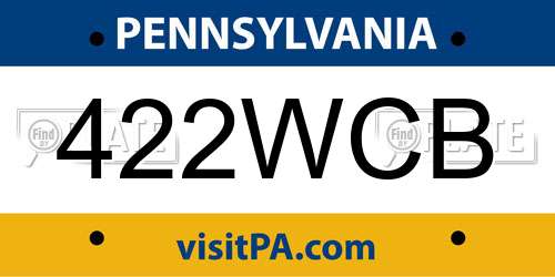 422WCB Pennsylvania License Plate