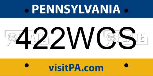 422WCS Pennsylvania License Plate