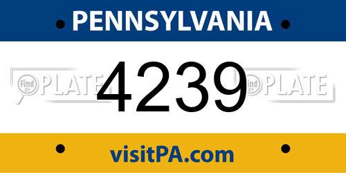 4239 Pennsylvania License Plate