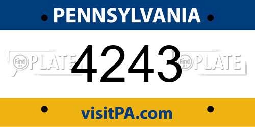 4243 Pennsylvania License Plate