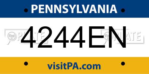 4244EN Pennsylvania License Plate