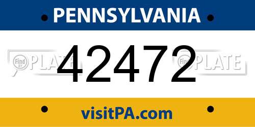 42472 Pennsylvania License Plate