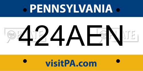 424AEN Pennsylvania License Plate