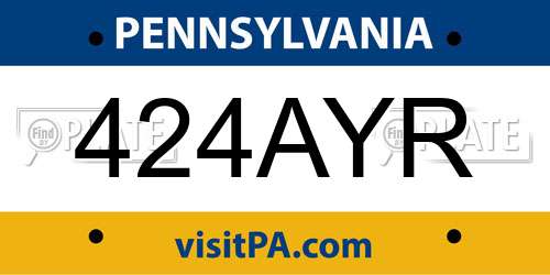 424AYR Pennsylvania License Plate