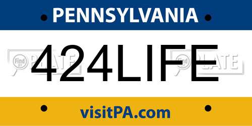 424LIFE Pennsylvania License Plate