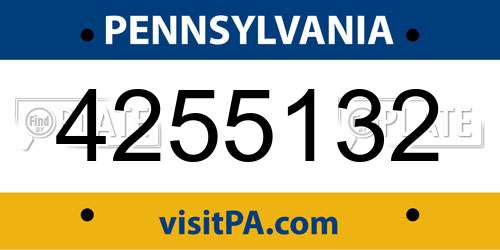 4255132 Pennsylvania License Plate
