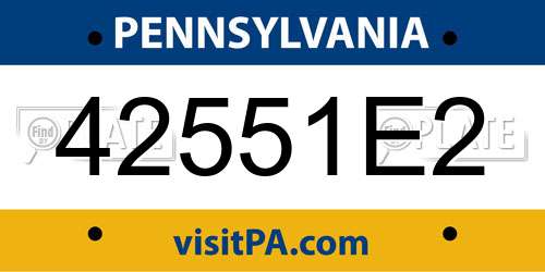 42551E2 Pennsylvania License Plate