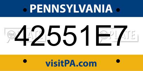 42551E7 Pennsylvania License Plate