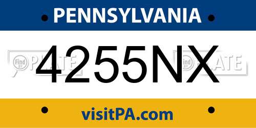 4255NX Pennsylvania License Plate