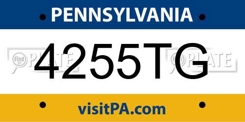 4255TG Pennsylvania License Plate
