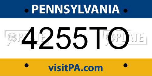 4255TO Pennsylvania License Plate
