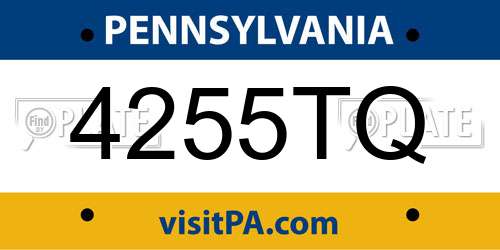 4255TQ Pennsylvania License Plate