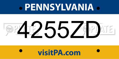 4255ZD Pennsylvania License Plate