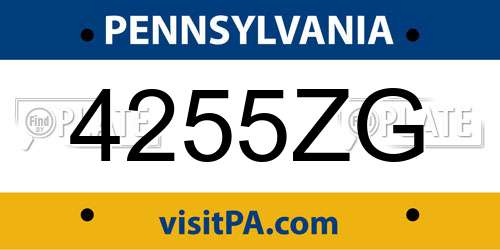 4255ZG Pennsylvania License Plate