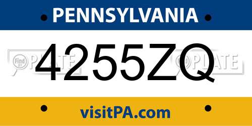 4255ZQ Pennsylvania License Plate
