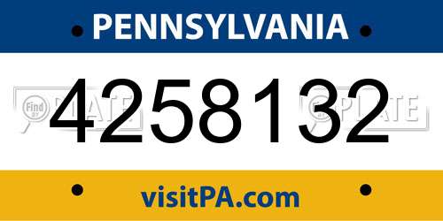 4258132 Pennsylvania License Plate