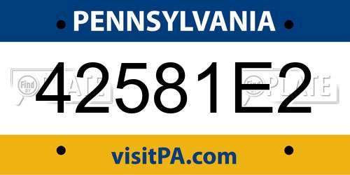 42581E2 Pennsylvania License Plate