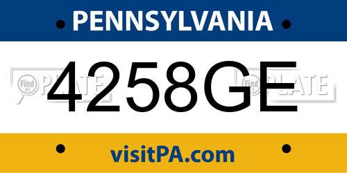 4258GE Pennsylvania License Plate