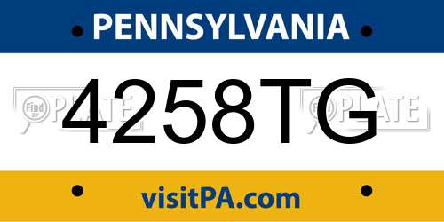 4258TG Pennsylvania License Plate