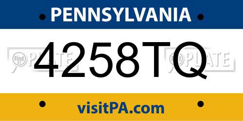 4258TQ Pennsylvania License Plate