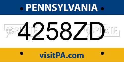 4258ZD Pennsylvania License Plate